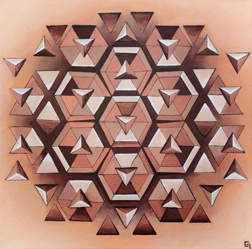 Waben-Mandala, Acryl auf Leinwwand, 50 x 50 cm, 2021